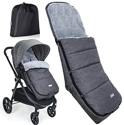 Orzbow Fußsack Kinderwagen Winter,Fußsack Buggy Winter mit Korallenvlies-Futter,Winterfußsack Buggy mit Reißverschluss Waschbar Abnehmbare passend für Alle Kinderwagen (Grau)