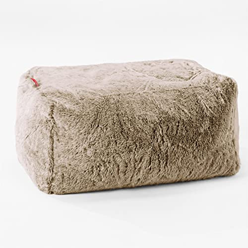 Lounge Pug Kleiner Fußhocker Pouf, Goldbraun Flauschiger Kaninchen Kunstpelzstoff, Sitzpouf, Pouf Sitzsack Hocker Wohnzimmer