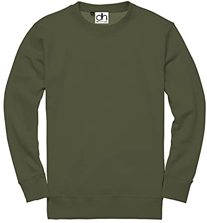 D&H CLOTHING UK Premium Sweatshirts Plain Workwear Casual Crewneck Jumper Sweater Sports Leisure Fleece (M, Army Green)
