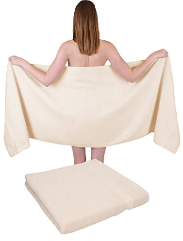 Betz 2 Stück Saunatücher XXL Badetuch Liegetuch Strandlaken Saunahandtuch Premium Frottee 100% Baumwolle Größe 70 x 200 cm Farbe Sand