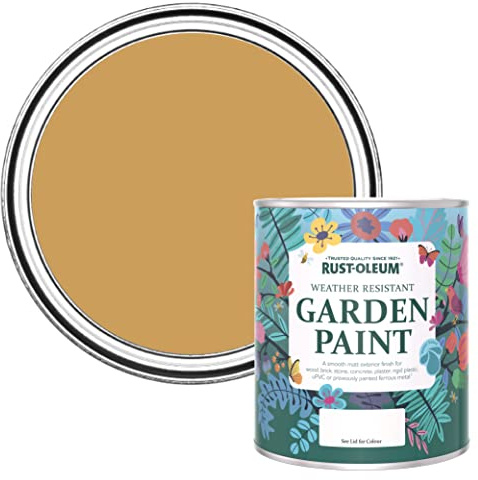 Rust-Oleum 750ml Watercolour Garden Paint - Dijon, Yellow Mould Resistant, Matte Finish, Exterior, Adults