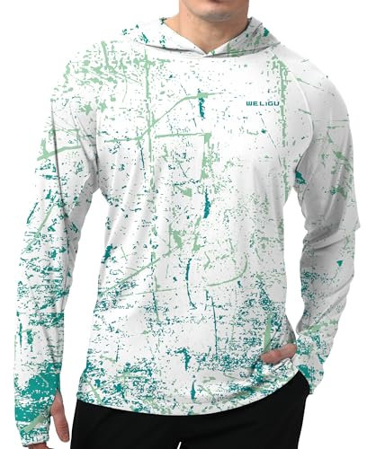 Herren LSF 50+ Sonnenschutz Hoodie Shirt Langarm LSF Angeln Outdoor UV Wandern Leichte Hemden, A-G-Mint Green, 3X-Groß