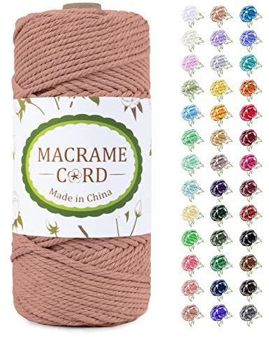LEREATI Corda Macrame 4mm x 100m, Filo Macrame Corda Cotone Spago Grosso, Macramè Filo Cordoncino Colorata, Cordino per Borse Uncinetto, Decorazioni Fai Da Te, Arazzo da Parete, Giardinaggio