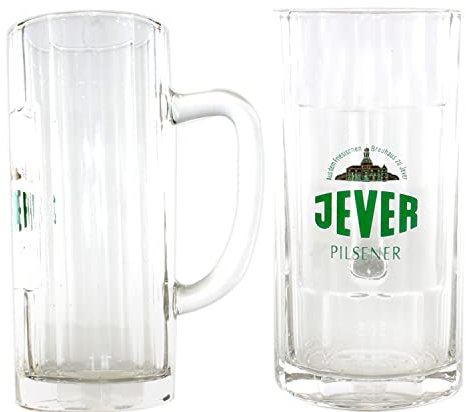QMBasic Bierkrug Set - 2x Bierkrüge für Jever 0,4L + Extra | Henkelglas Bierglas Krüge Gläser