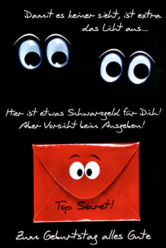 bsb - Geldkarte zum Geburtstag 11,5 x 17,0 cm - hochwertige Geburtstagskarte mit Umschlag - schöne Geburtstagskarten für Frauen & Männer - Geldgeschenk Schwarzgeld
