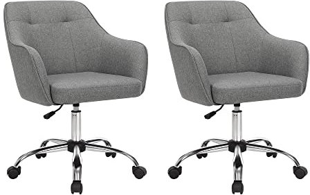 SONGMICS Homeoffice Stuhl, 2er Set, Drehstuhl, Schreibtischstuhl, höhenverstellbar, bis 110 kg belastbar, atmungsaktiver Stoff, für Arbeitszimmer, Schlafzimmer, grau OBG919G01