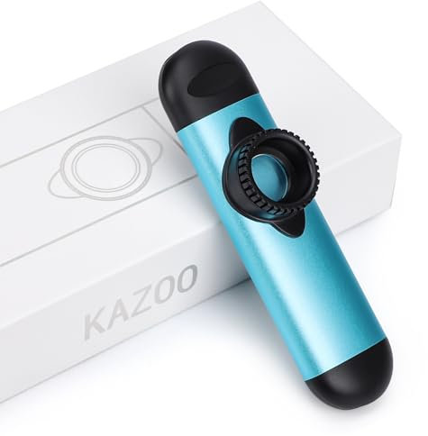 Rockhouse Metall-Kazoo mit verstellbaren Tönen für Unterhaltung und alle Musikinstrumente (blau, 30 Membranen im Lieferumfang enthalten)