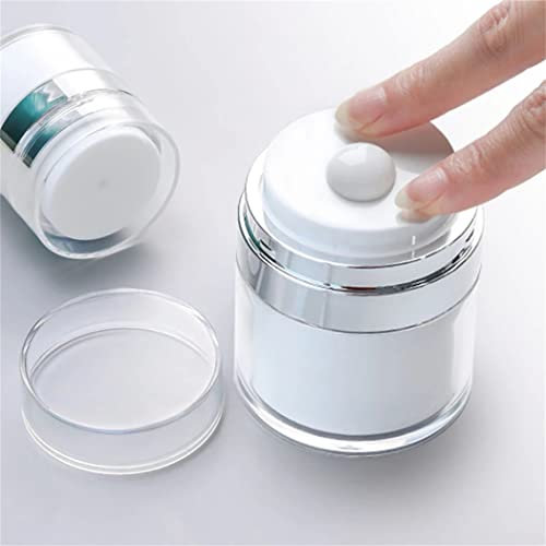 VORAE Airless Pump Bottle Portable Cream Jar Vacuum Bottle Travel Airless Pump Jar Moisturiser Container Moisturiser Pump Dispenser Refillable Cosmetic Jars for Indoor & Outdoor Use (2pcs 50ml)