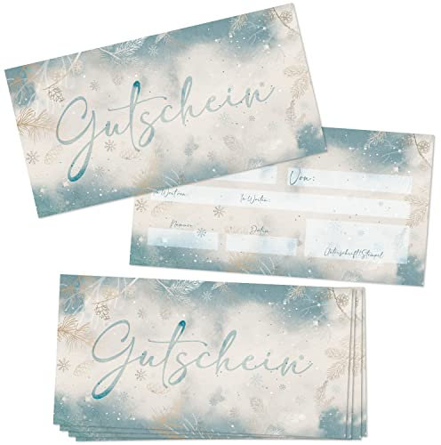 Logbuch-Verlag 10 x Gutschein blanko zum Ausfüllen Weihnachtsgutschein blau Kunden Firma Geschenkgutschein für Kosmetik Wellness Friseur