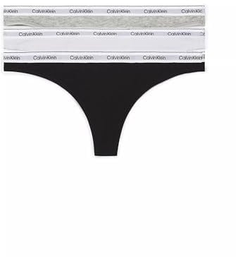 Calvin Klein Strings Femme Lot de 3 Modern Logo Tangas, Multicolore (Black/White/Grey Heather), S