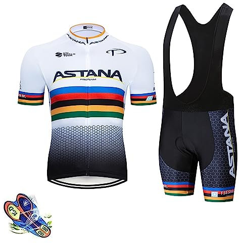 LIFE ESSENTIALS Hombres Jersey + Pantalones Cortos Mangas Cortas de Ciclismo Ropa Maillot Transpirable para Deportes al Aire Libre Bicicleta (L)