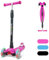 FAYDUDU Monopattino Bambina Monopattino 3 Ruote con LED Monopattino Bambino Monopattino per Bambini da 2-5 Anni, Regolabile Altezza (Rosa 2)