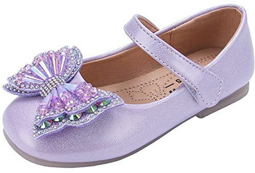 Scarpe per bambini, eleganti, per il tempo libero, per bambini, suola morbida, antiscivolo, scarpe da ballo per feste, ballerina, performance, scarpe da sposa per ragazze Mary Jane, Lilla, 28 EU
