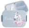 Kinder Bento Box Midi für Mepal Bentobox - Pferd Pferde - Lunchbox Pferdekopf Brotbox Pferdemädchen Geschenk Mädchen I - 900 ml - Hellblau - personalisierte brotdosen vorschulkinder geschenke