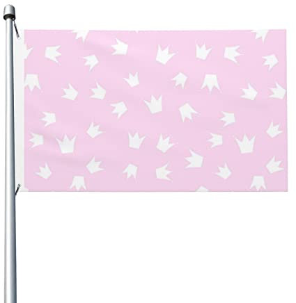 Dekorationen Banner, Cartoon rosa Krone Flagge 1,5 m x 0,9 m, doppelseitige Flagge, geeignet für drinnen und draußen