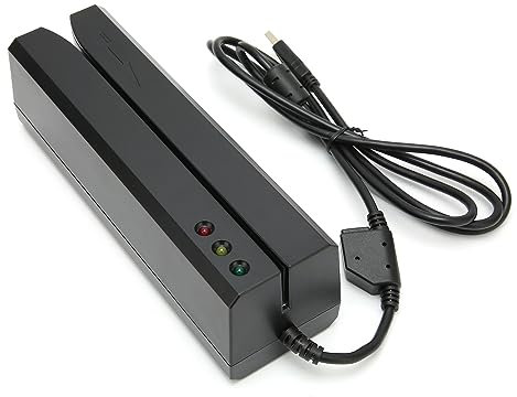 Annadue MSR605G USB Magnetischer Kreditkartenleser, 3 Spuren IS0 AAMVA Dia Kartenleser mit 20 PCS Blank Cards, für 98/7/XP/Vista (EU-Stecker)