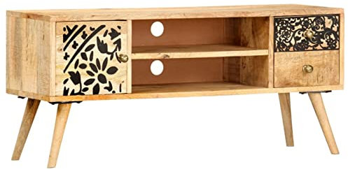 BaraSh Meuble TV 100 x 30 x 45 cm Bois Massif de manguier,Meuble TV,Table TV,Ensemble Meuble TV