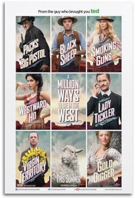 VZRSQZK Filmposter A Million Ways to Die in The West, dekoratives Gemälde, Leinwand-Wandposter und Kunstdruck, modernes Familienschlafzimmer-Dekor-Poster, 20 x 30 cm