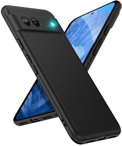 SineOrdo Coque Antichoc pour Google Pixel 8A Étui Protection [Anti-Rayures] Ultra-Mince en Mat Silicone TPU Housse Anti-Jaune Case Noir