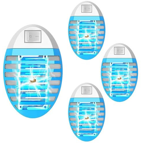 Lampada Antizanzare Elettrica, Zanzariera Elettrica con Luce, per Casa Giardino Interno Esterno Cucina Soggiorno, Insetti Zanzare, Mosca, Falene, 100% Professionale ed Efficace (Pacchetto di 4)