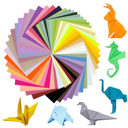 Mr Cozy Carta Origami 50 Colori - 100 Fogli di Carta per Origami, 15 x 15 cm Origami per Bambini，Doppia Faccia (70 g/m²), Cartoncini Colorati per Bambini Adulti Principianti Hobbistica