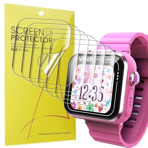 Blueshaweu Lot de 6 films de protection d'écran en TPU transparent flexible pour montre intelligente VTech KidiZoom Smart Watch MAX (transparent)
