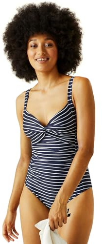 Regatta Womens Sakari Tummy Control Swimming Costume - Navy/White - 8