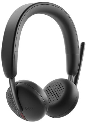 Dell WL3024 Kabelloses Headset, Kunstleder-Kopfbügel, integriertes AI-basiertes Mikrofon mit Geräuschunterdrückung, Galgenmikrofon, Schwarz