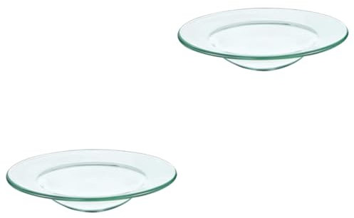 TOPBATHY 2 Pièces Plat d'aromathérapie en Verre Plat Chauffe-Huile en Verre Plateaux Chauffants Plaque de Stockage d'huile d'aromathérapie Plat de Remplacement pour Chauffe-Cire Un Verre