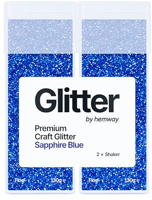 Hemway Premium Glitter Shakers - Sapphire Blue | 130g (2 Pack) Fine Metallic Flake Sequins for Resin & Epoxy Crafts | Craft Supplies for Tumblers, Festival, Hair, Face, Body, Eye & Nail Art
