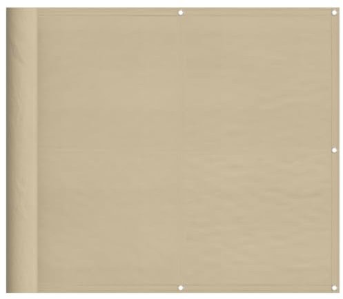 vidaXL Balkon Sichtschutz, Balkonbespannung mit Ösen Seil, Wasserfeste Balkonabdeckung, Balkonverkleidung für Balkon Terrasse, 90x1000cm Beige 100% Polyester-Oxford