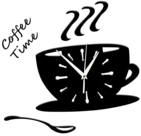Zerodeko Acryl Wanduhr Kaffee Tassen Design Modern Leise Uhr Küche Wohnzimmer DIY Wanddeko Ohne Batterie Schwarz