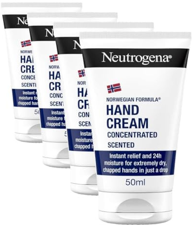 Neutrogena Norwegian Formula Concentrated Scented Hand Cream (4x 50ml), with Glycerin and Vitamin E for Immediate, Lasting Relief from Dry Skin and Chapped Hands
