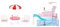 MagiDeal Ensemble de jeu de piscine, piscine Glam avec chaise de, parasol de plage, jouets de bain toboggan pour poupées, jouet pour enfants
