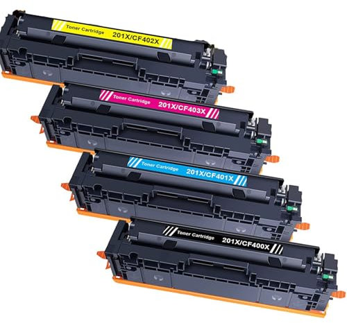 Nanologic 4er-Pack 201X Toner Kompatibel Toner ür HP 201X 201A CF400X CF400A Toner Multipack für HP M277dw Toner Color Laserjet Pro MFP M277 M252dw M274n M252n M252 (Schwarz, Cyan, Gelb, Magenta)