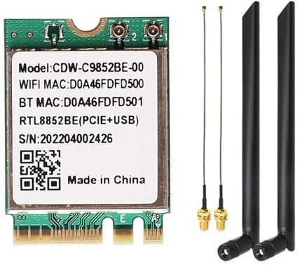 youyeetoo WiFi 6 Modul,für youyeetoo X1,CDW-C9852BE Realtek RTL8852BE NGFF M.2 2230 WiFi Karte 2.4G/5GHz WiFi BT5.0 (Module + 2xGlue Stick ANT)
