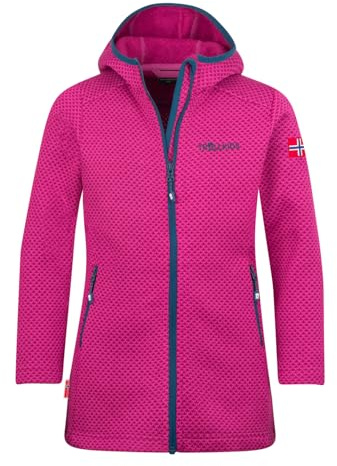 Trollkids Girls Jondalen Coat | Warmes Strickfleece-Material, Zwei Taschen mit Reißverschluss, Kapuze