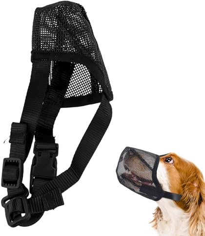 Amexo Maulkorb für Hunde, Weicher Netzmaulkorb für Kleine, Mittelgroße und Große Hunde, Verstellbare Welpenmaulkörbe zum Auffangen von Beißen, Lecken und Kauen, Ermöglicht Hecheln und Trinken (XS)