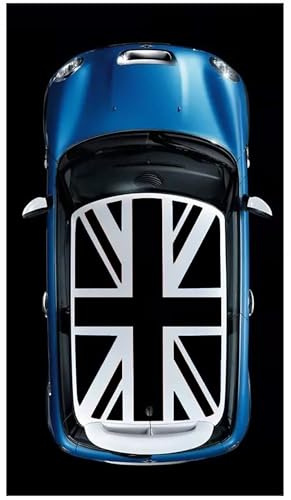 Kit Adesivi per Tetto Mini Cooper R50 R52 R53 R55 R56 R57 Decalcomania Bandiera Regno Unito Tettuccio Union Jack Pellicole Intagliate Adesive per Decorazione Auto Blu Rosse Nere Grigie (Nero Opaco)