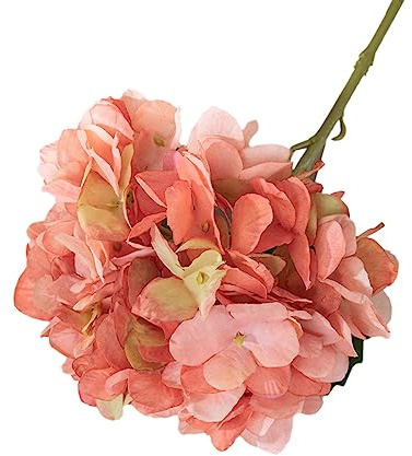 2 Stück Künstliche Hortensien Kunstblumen, Realistische Einzelne Lange Stamm Künstliche Blumen, Hortensien Blumensträuße für Hochzeit, Haus, Büro, Hotel, Partydekoration, Blumenarrangement,Orange
