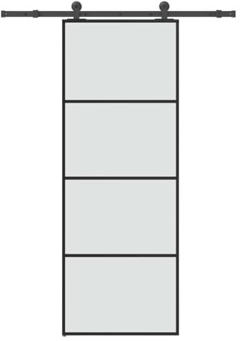 vidaXL Puerta corredera con set herrajes vidrio ESG aluminio 76x205 cm