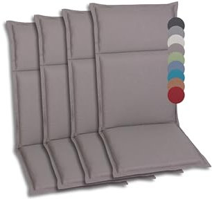 GO-DE Textil Bequeme und attraktive Polsterauflagen für Hochlehner-, Mittellehner- und Niederlehner-Gartenstühle (4er-Set, Uni Taupe, Hochlehner)