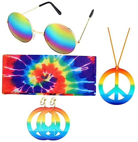 COLLBATH Runde Hipster-sonnenbrille Party-halsanhänger Und Ohrringe Metallschmuck-set Für Erwachsene Karnevalsparty-accessoires