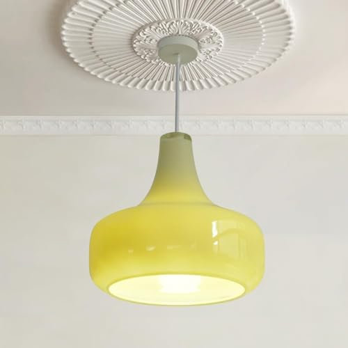 Genérico Lámparas colgantes con estilo Lámparas colgantes modernas de vidrio verde crema Lámparas de isla de cocina francesa,lampara araña