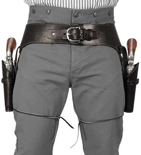 Toy Revolver, Cowboy Gun Belt West -Gürtel mit Double Gun Revolver -Halter, Eingröße Westgurte für Männer, Steampunk -Kostüm für Halloween -Cosplay -Party (Kaffee Brown)