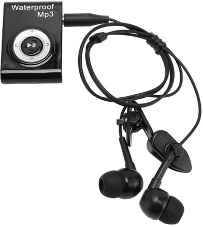 IPX8 Water Proof MP3 -Player, Multi -funktionaler Clip -Musikplayer mit Wasserdichtem Kopfhörer, Tragbares Unterwasserschwimmen MP3 -Player Zum Tauchen von Surfen Laufen (Black)