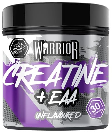 Warrior Créatine Monohydrate en Poudre + EAA 270g (30 portions) – Créatine Pure, creatine monohydrate poudre avec eaa poudre, récupération croissance musculaire pre workout hommes femmes – Sans arôme