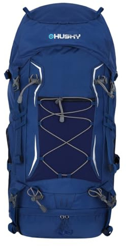 Husky Ribon Expeditionsrucksack Regenhülle Ultraleicht Outdoor Blau 60 L | Organizer, Regenhülle, wasserabweisend, ergonomischer Rücken, für Wandern, Trekking, Outdoor, Reisen und Tagestouren.
