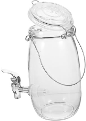 TOKIDNY Getränkespender und ABS 1, 5l mit Zapfhahn aus Glas | Glas mit Zapfhahn, Dicht Schließender Deckel mit Dichtungsring, 1 Stück für Küche und Vorrat