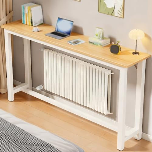 Long Radiator Shelf, Wood Over Radiator Shelf, Decorative Side Table with Metal Frame, Space-Saving for Living Room Bedroom Hallway(White,100cm/39in)